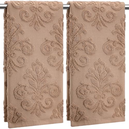 2 Pcs Floral Jacquard Hand Towels 137 x 295 Inch