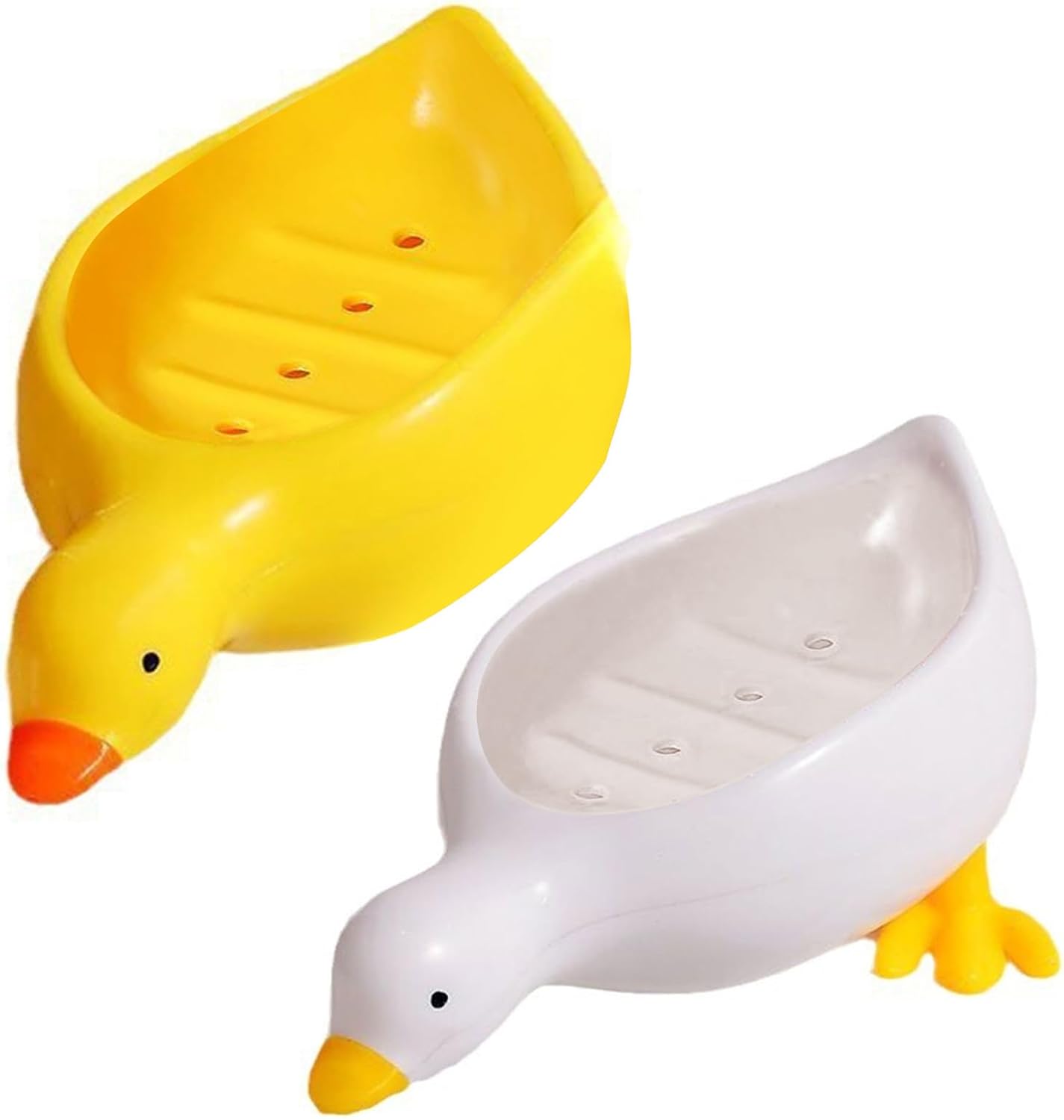 Self Draining Soap Holder Duck Shape Tray for Bathroom Kitchen