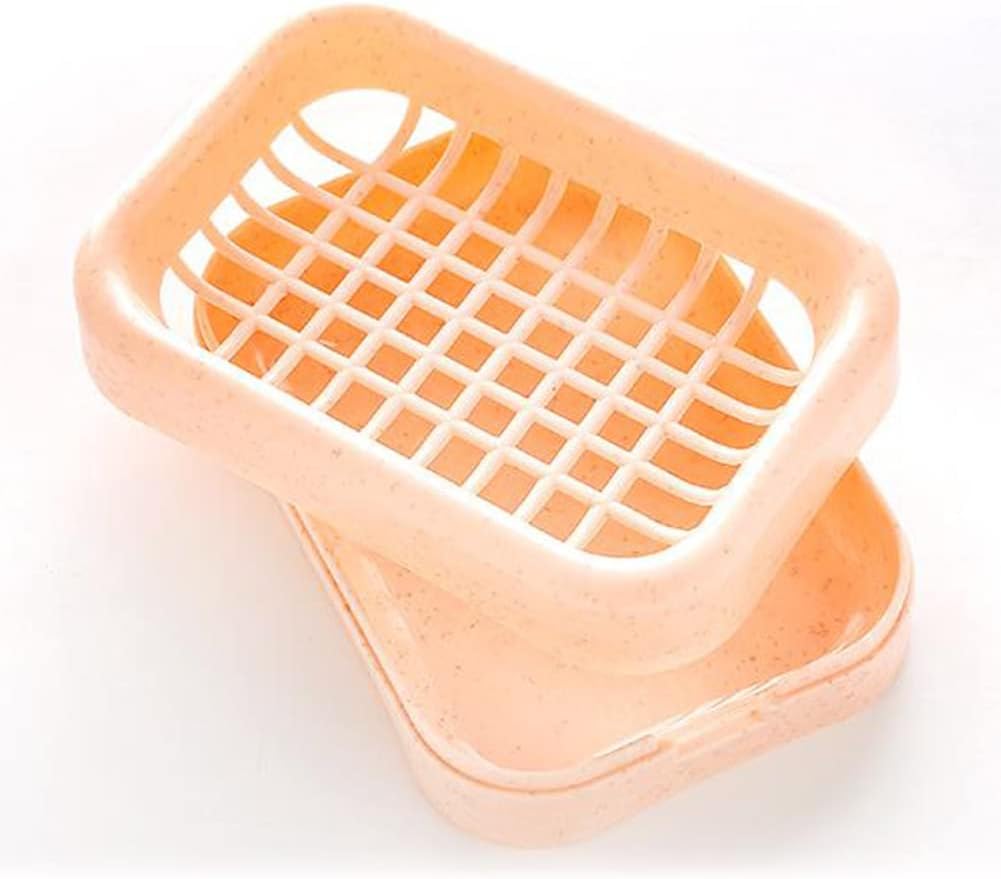Zerodis Draining Soap Dish with Water Tray - DoubleLayer Design AntiSlip Bottom Pink