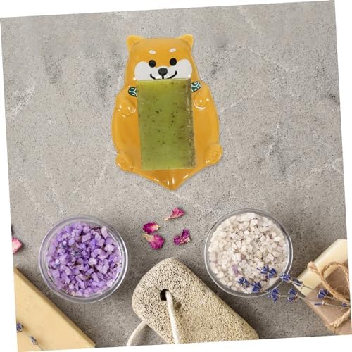 Amosfun Self Draining Dog Shape Ceramic Soap Holder