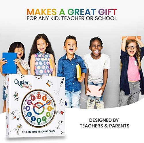 OysterPop Learning Clock for Kids - 10 Inch Silent Teaching Clock