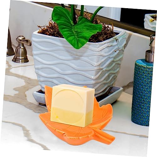 Homoyoyo Leaf Shaped Ceramic Soap Dish - Self-Draining Vanity Organizer