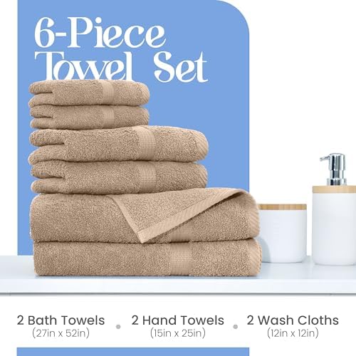 Utica 6-Piece Beige Towel Set Soft Absorbent