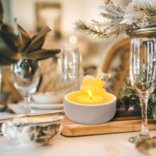 Fox Candle Holder Set with Scented Candle and Keychain