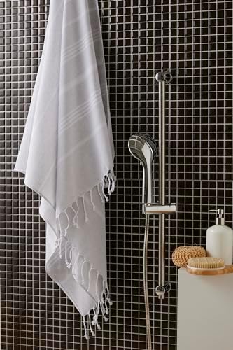Yazz Turkish Cotton Beach Towel 39x71in Light Grey