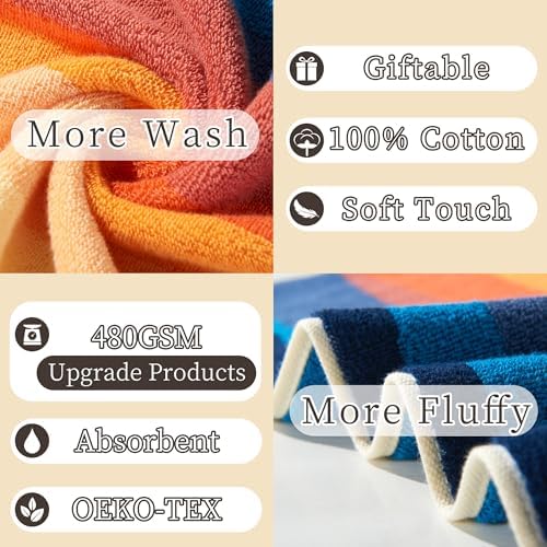 VOOVA MOVAS Patterned Towel Set Red Orange 8PCS