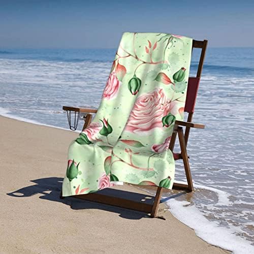 Pretty Pink and Green Floral Beach Towels for Kids Adults