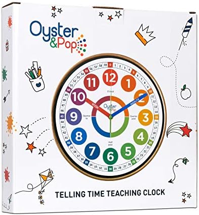 OysterPop Learning Clock for Kids - 10 Inch Silent Teaching Clock