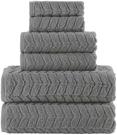 Elegant Comfort 6-Piece Turkish Cotton Towel Set Gray
