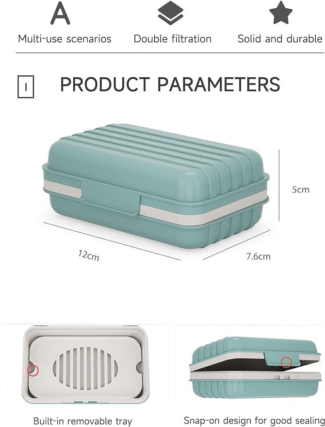 Leakproof Travel Soap Dish with Lid - Portable for Gym Camping Travel