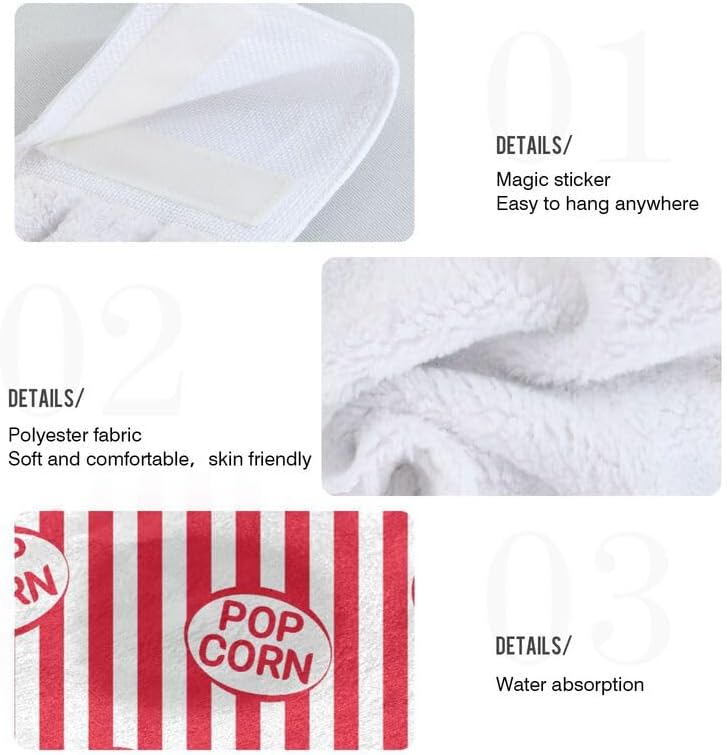 Tamniee Popcorn Box Strips Hanging Hand Towels 2PCS