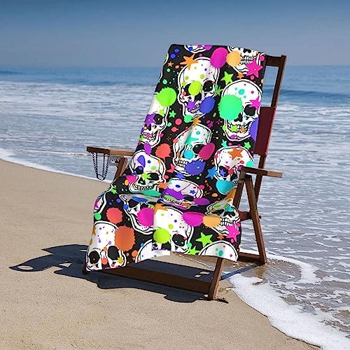 VOOHDDY Bright Skull Beach Towel - Large Soft Microfiber Quick Dry Oversized