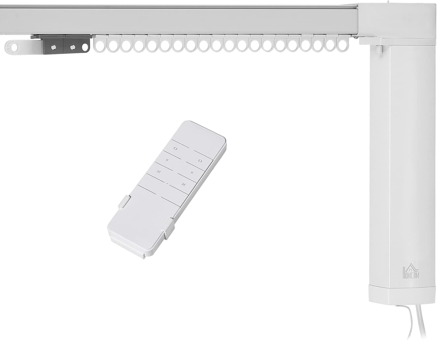 HOMCOM Smart Curtain Opener with Adjustable Track and Voice Control