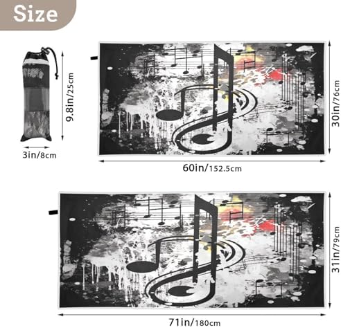 KeepReal Black Musical Note Beach Towel 31 x 71