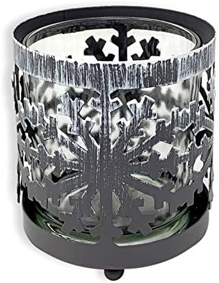 Snowflake Candleholder Set of 2 - Metal Glass