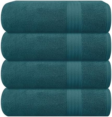 GLAMBURG Premium Cotton Bath Towel Set - 4 Pack Teal