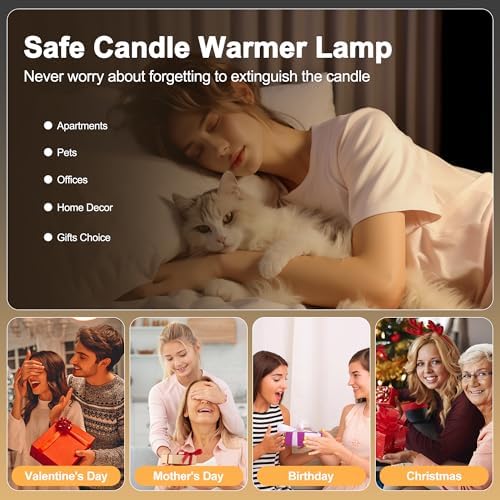 EUAONYA Candle Warmer Lamp with Timer and 2 Bulbs
