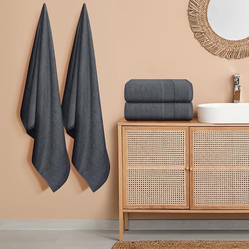 Belizzi Home 4 Pack Bath Towel Set Grey 27x54