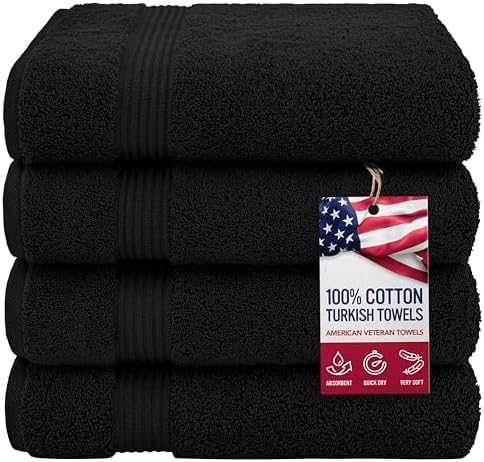 American Veteran 100 Cotton Turkish Bath Towel Set 4 Pack