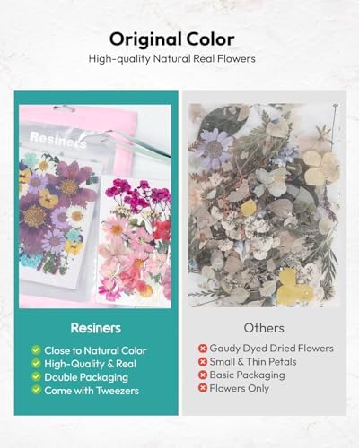 Resiners 100Pcs Dried Flowers Craft Kit