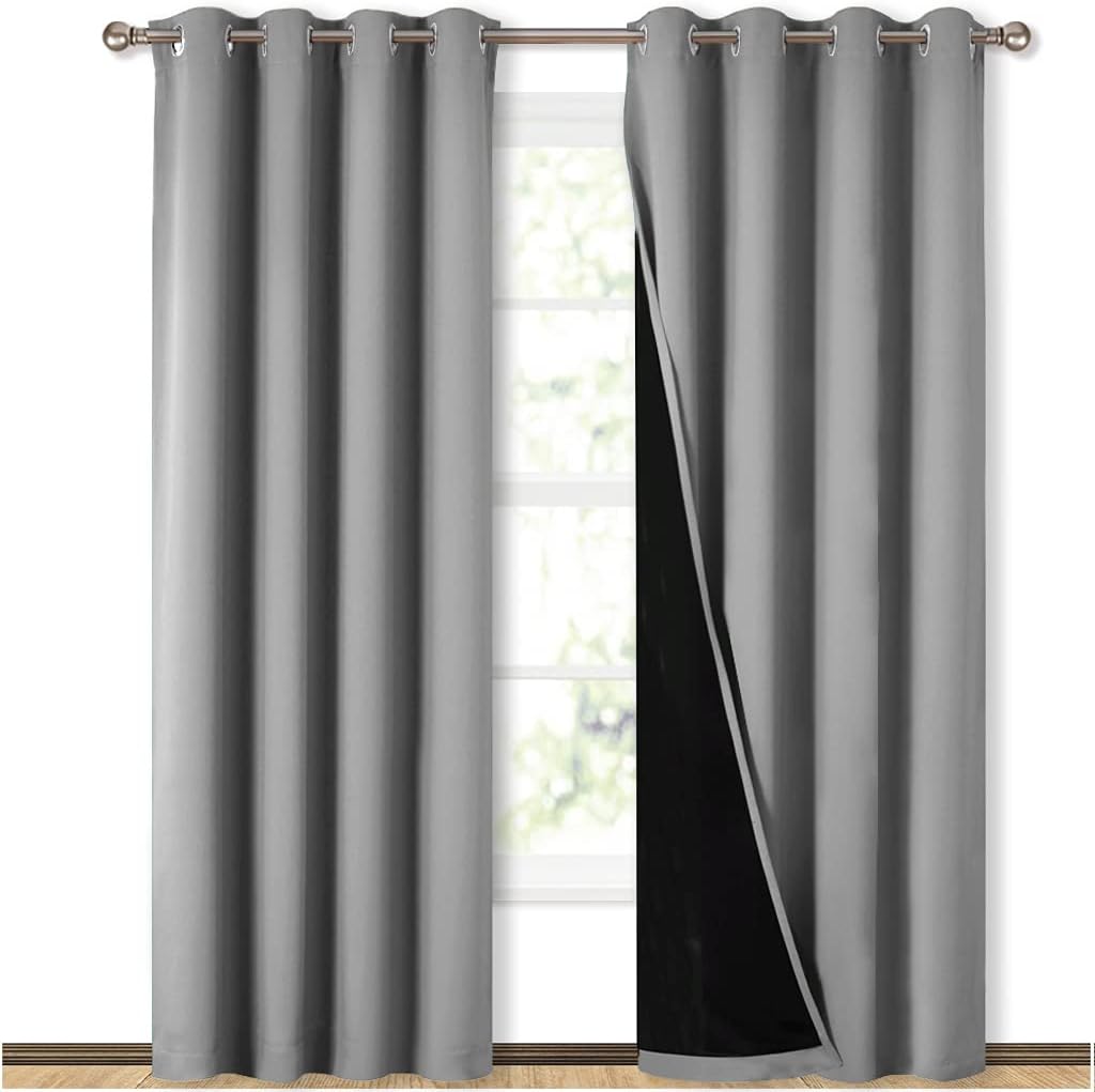 NICETOWN Full Shade Curtain Panels - Silver Grey 52 x 84 Inch 2 Panels