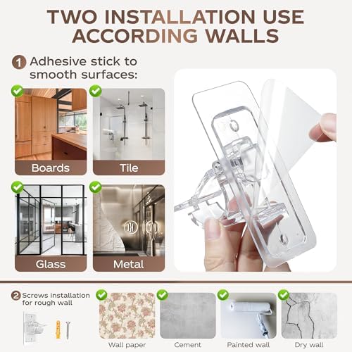 MUAKIOY Clear Curtain Rod Holders 20 Pack No Drilling