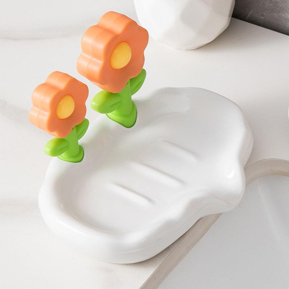 Flower-Shaped Soap Holder with Drainers