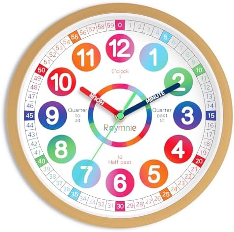 Roymnie Learning Clock for Kids 8 Inch Silent Non-Ticking