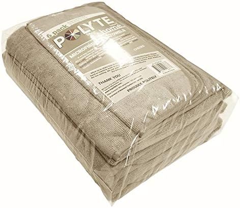 POLYTE 60 x 30 in Microfiber Bath Towel Set 6 Piece Beige