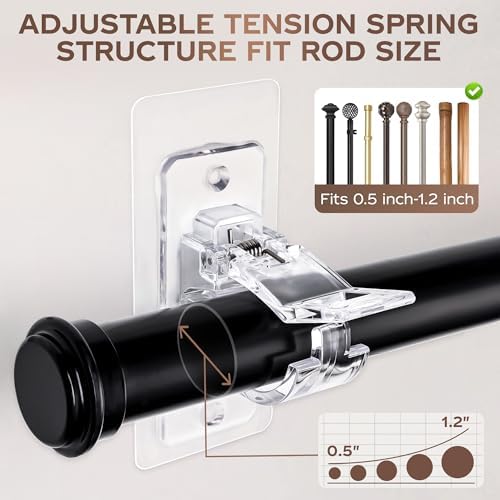 MUAKIOY Clear Curtain Rod Holders 20 Pack No Drilling
