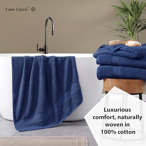 LANE LINEN 4 Pack Bath Towels - 28x54 Navy Blue 1