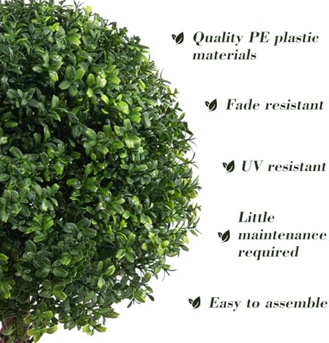 Chillchard 22 Artificial Boxwood Topiary 2 Pack UV Resistant Fake Shrubs