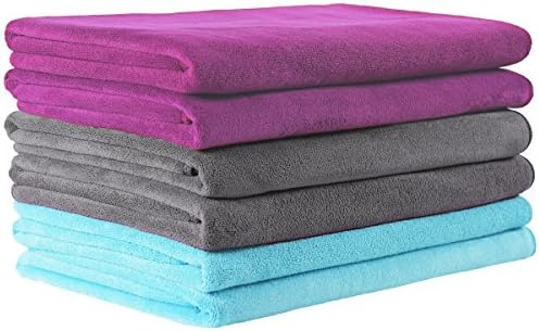 JML Microfiber Towels 6 Pack Large 27x55 Purple Grey Light Blue
