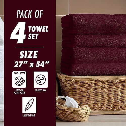 Homes Perception 4 Pack Bath Towel Set Ultra Soft 500 GSM Cotton