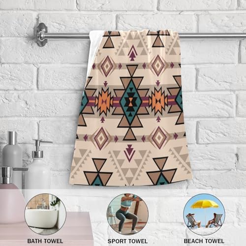 HUAZHIKOU Brown Aztec Hand Towels Set of 2