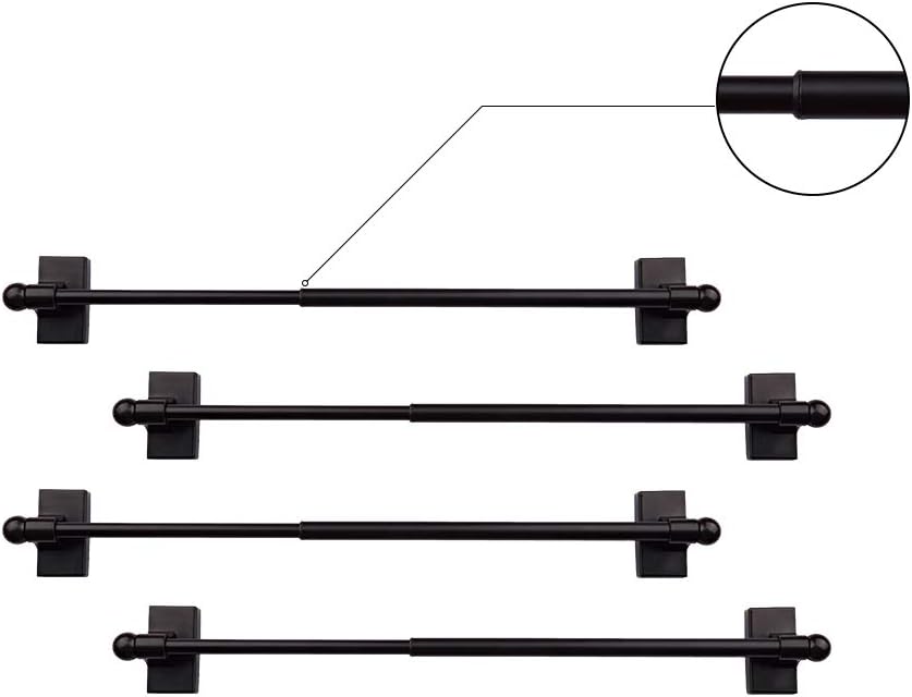 WLRocaille Adjustable Magnetic Rods 4 Pack Black