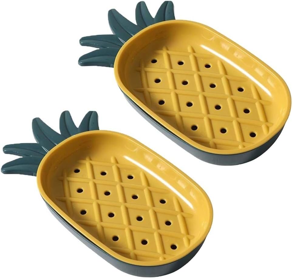 Kopida Creative Pineapple Soap Dish Holder - 2Pcs Yellow