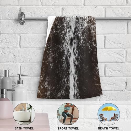 KENADVI Brown Cow Print Hand Towels Set of 2