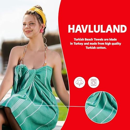 HAVLULAND Turkish Beach Towels 2 Pack - Silver