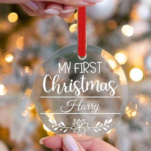 Jasilon Personalized Babys First Christmas Acrylic Ornament