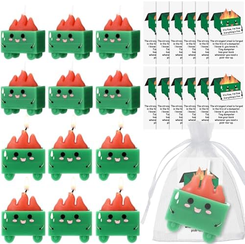 Conelist 12-Piece Dumpster Fire Candle Set with Cards and Bags
