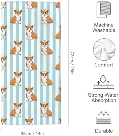 HIKENVIU Corgi Dog Bath Towels Set of 2 14x28 Inch