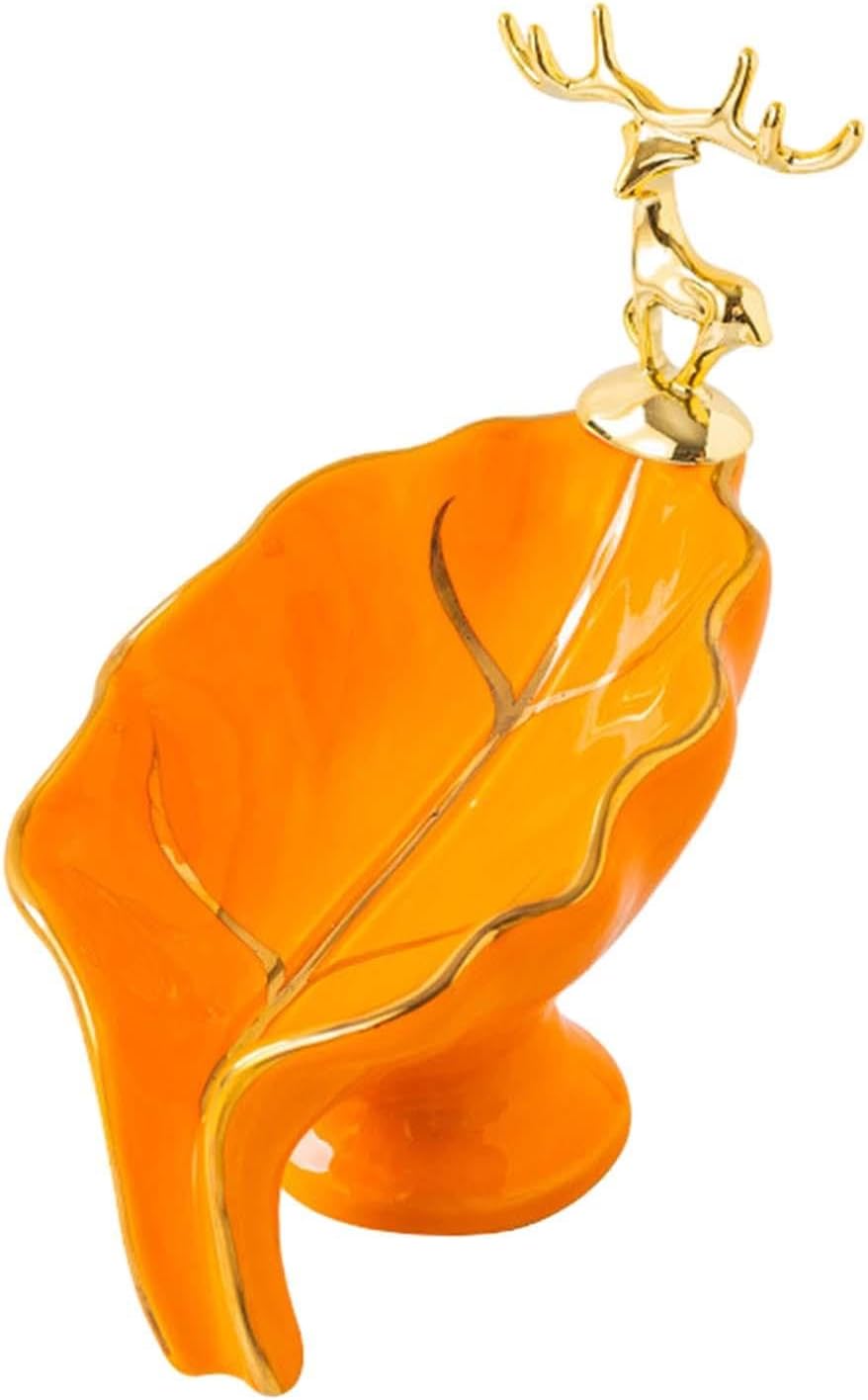 Leaf Shape Ceramic Soap Dish with Self Draining Design
