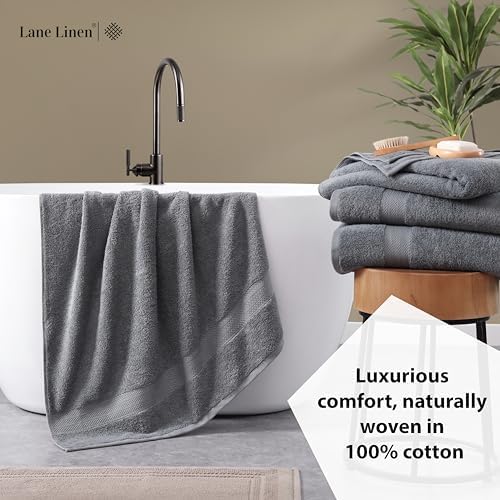 LANE LINEN 4-Piece Bath Towel Set - 100 Cotton 28x54 Cool Grey