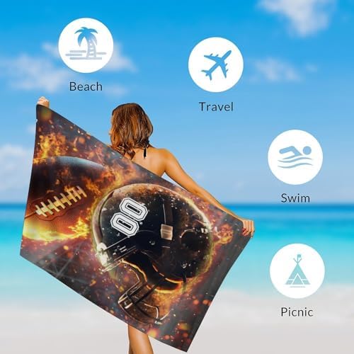 Custom Football Beach Towel for Adults - 40 x 70 Quick Dry Microfiber