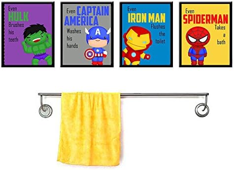 Silly Goose Gifts Superhero Bathroom Wall Art Set of 4