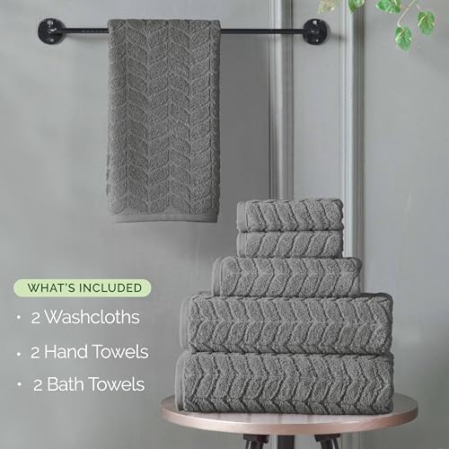 Elegant Comfort 6-Piece Turkish Cotton Towel Set Gray