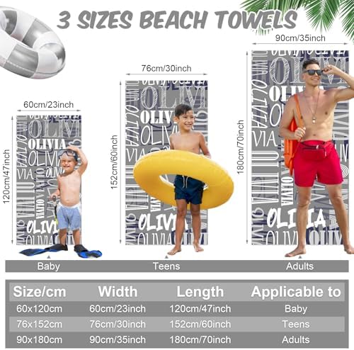 Hoomall Personalized Beach Towel with Name for Kids and Adults