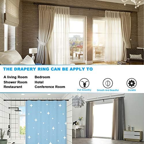 40 PCS Black Drapery Rings with Eyelet for 1 Curtain Rod