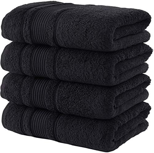 Qute Home 4-Piece Bath Towel Set Black